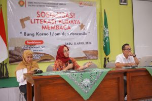 Akhid Nuryati, S.E. memberikan motivasi kepada generasi muda NU untuk gemar membaca buku, PCNU Kulon Progo (8/4/2026)
